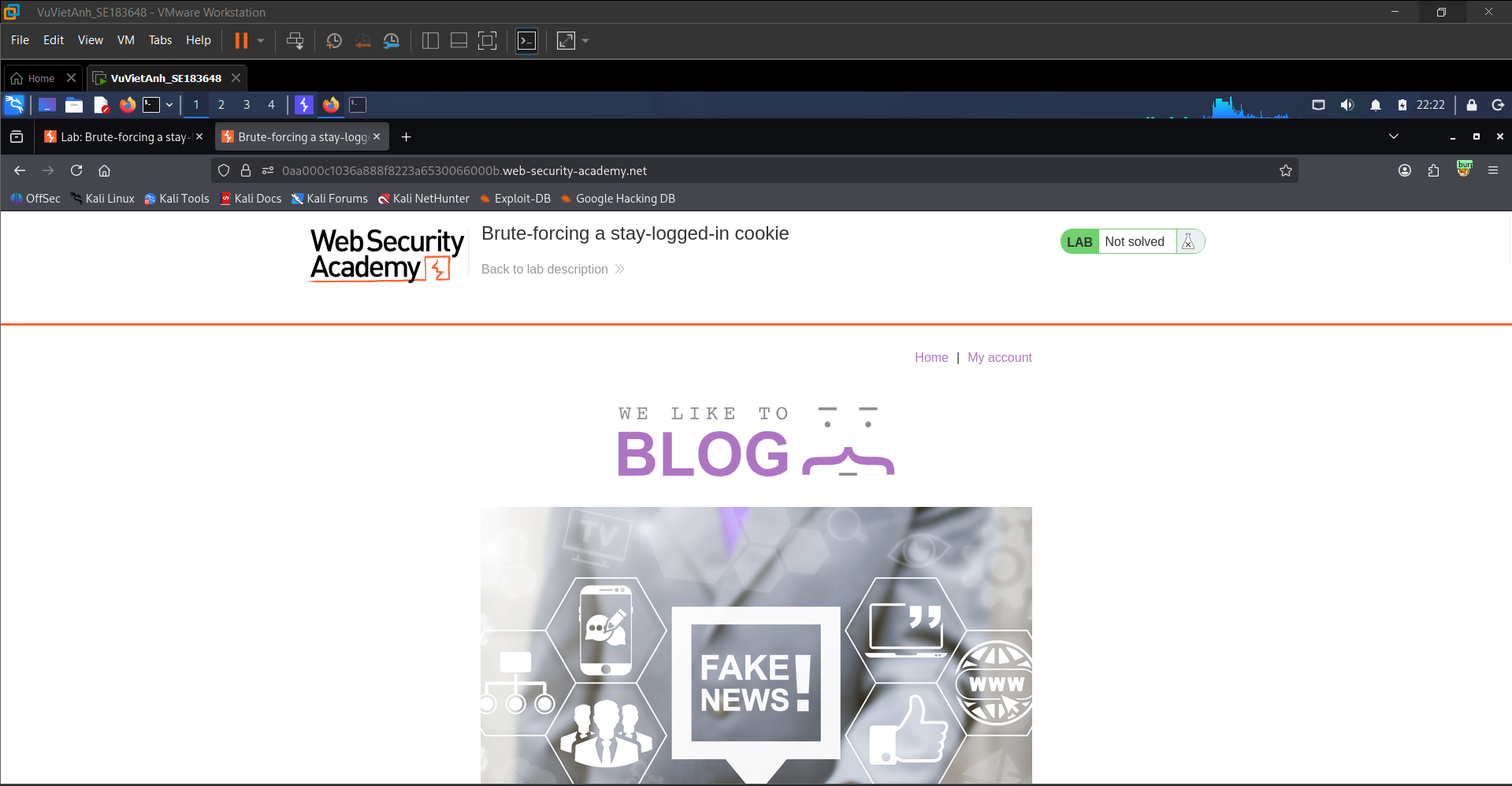 Figure 1: The homepage of the “Brute-forcing a stay-logged-in cookie” lab before logging in.