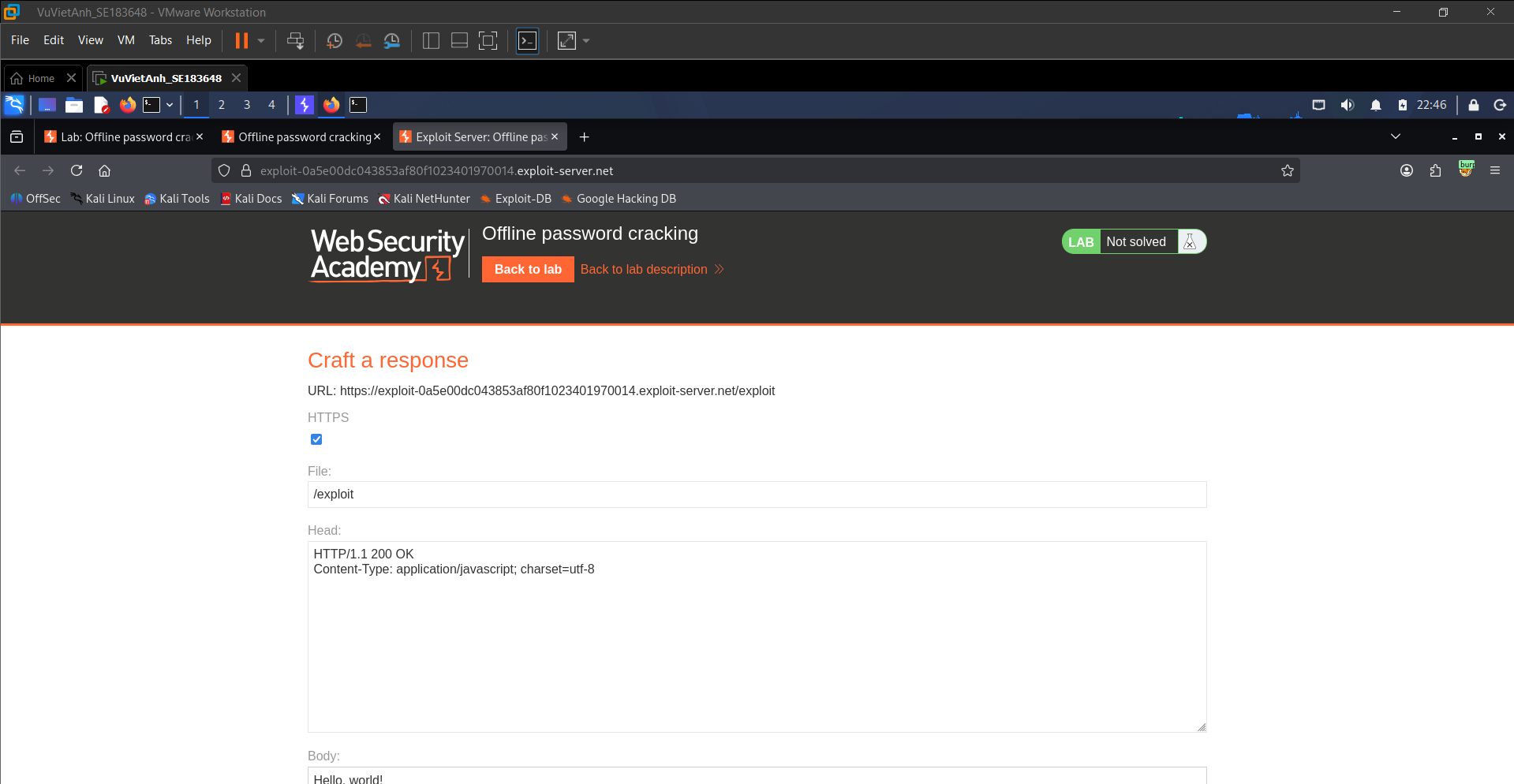 Figure 11: The Exploit Server interface, which supports customized response content for exploitation.